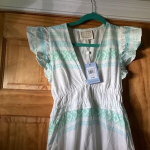 Sail to Sable “STS” Flutter Sleeve Green Stripe Maxi Dress Size XXS 1/2 Price BN